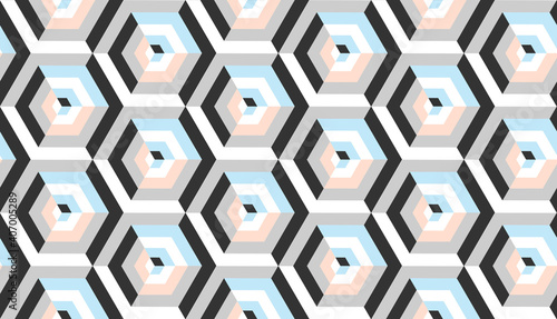 cubes hexagons seamless light silver blue