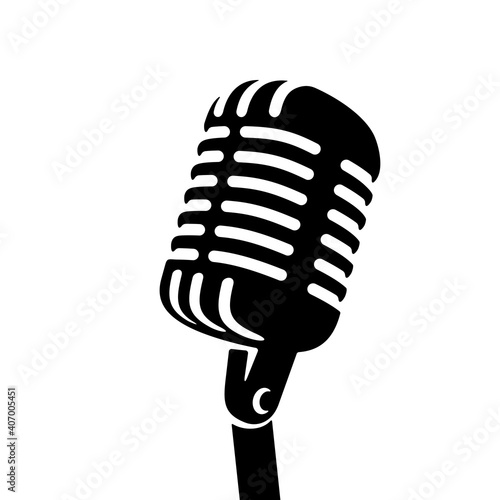 Fotografia Black Retro vintage microphone on white background logo