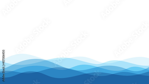 Blue natural water ocean wave layer vector background.