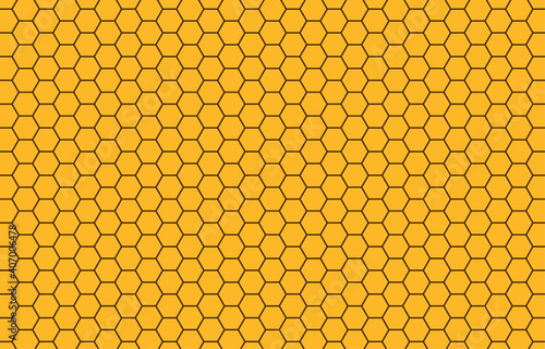 Hexagon bee hive brown pattern seamless yellow background vector illustration.
