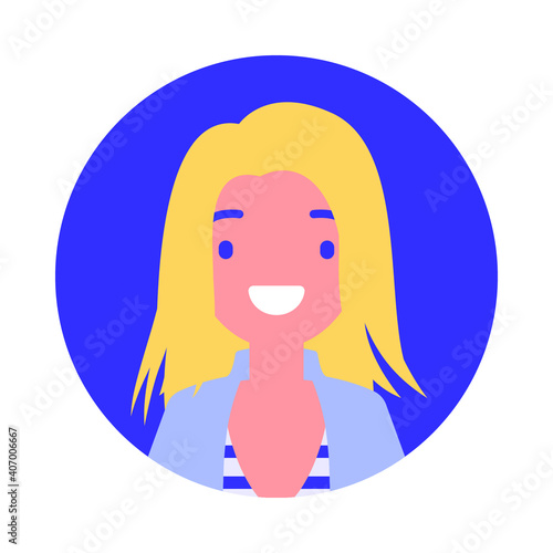 Flat style round people avatar icon set  yellow purple human face circle icon for person in web page  flyer  digital game  presentation video  account forum  user vector cartoon illustration isolated 