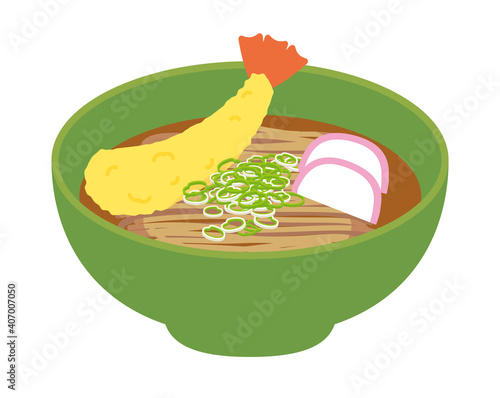 海老天そば　Soba with shrimp tempura