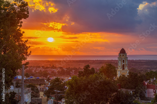 Photography Sun setting behind the skyline of Trinidad, Cuba
