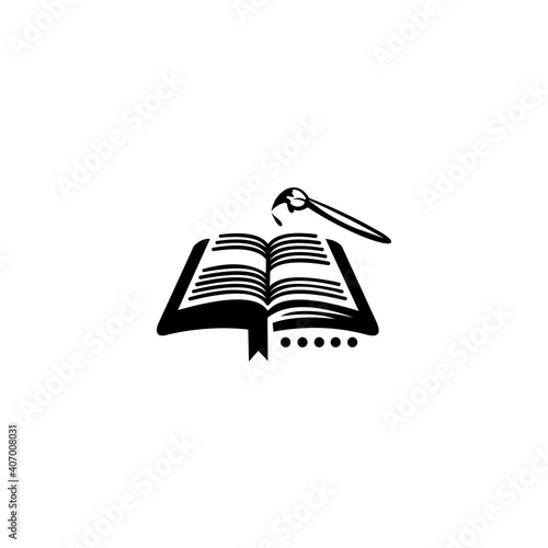 Educational Logo Templates. Book and pen Icon Vector. isolated design on white background