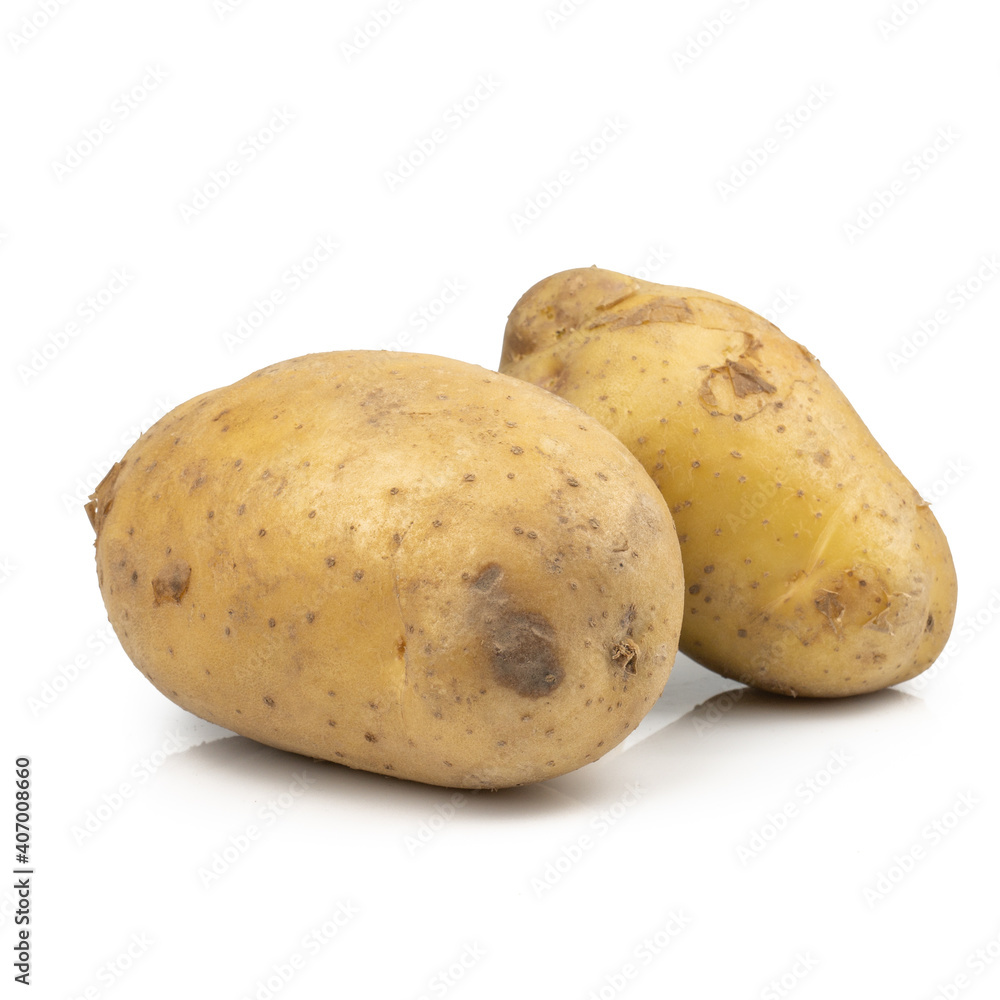 Fresh potato or potato slices (Solanum tuberosum) isolated on white background Fresh potato or potato slices (Solanum tuberosum) isolated on white background