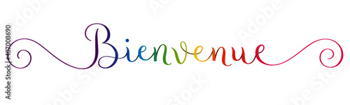 Banniere calligraphique arc-en-ciel BIENVENUE