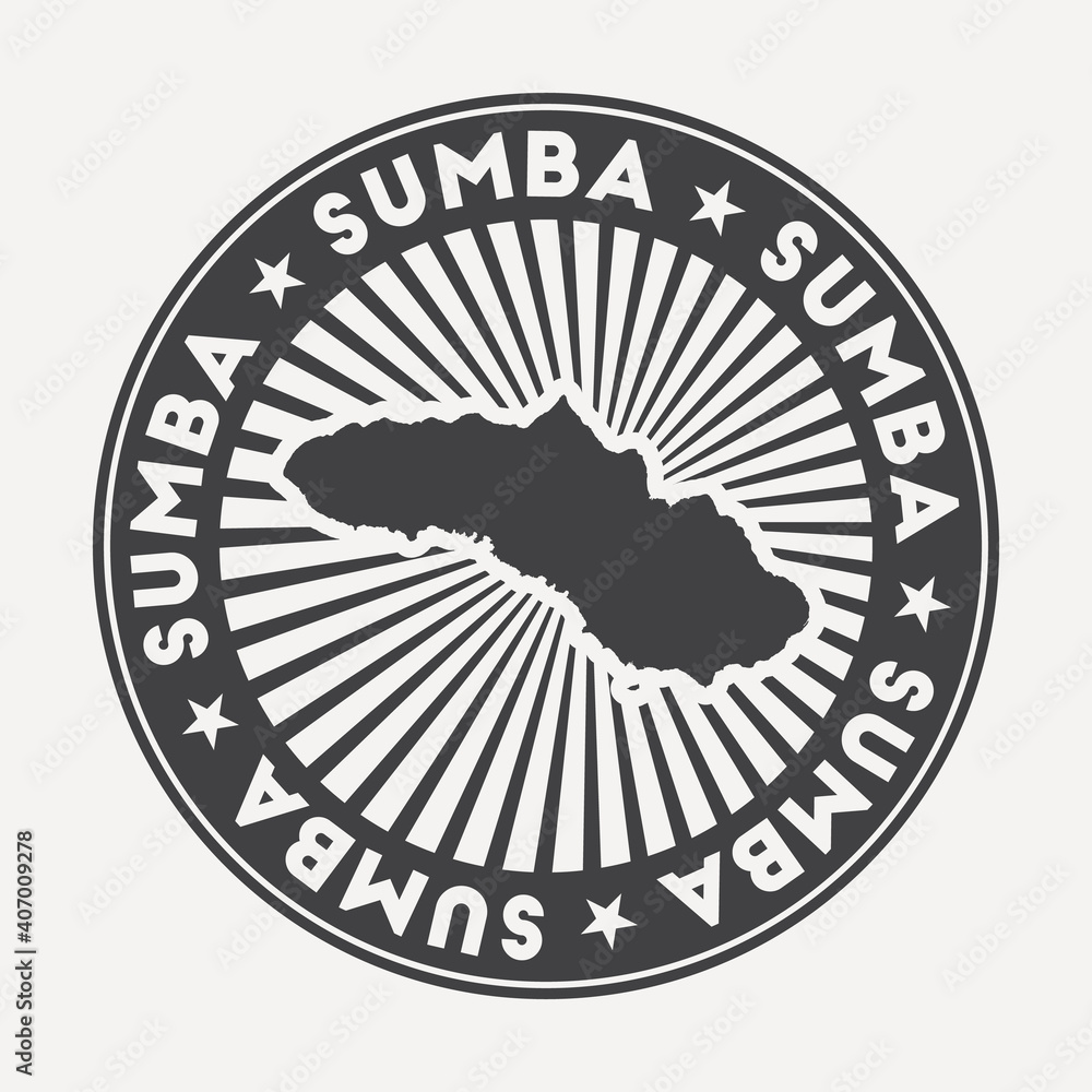 Sumba round logo. Vintage travel badge with the circular name and map ...
