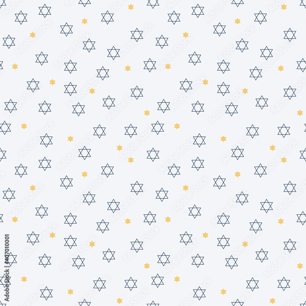 Seamless holiday pattern with blue and yellow Stars of David on a light background Seamless holiday pattern with blue and yellow Stars of David on a light background