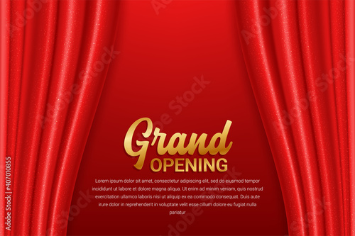 grand opening template with red curtain