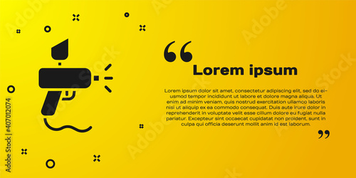 Black Paint spray gun icon isolated on yellow background. Vector Illustration.