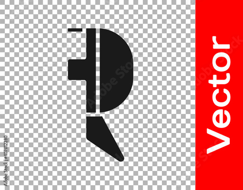 Black Fencing helmet mask icon isolated on transparent background. Traditional sport defense. Vector Illustration.