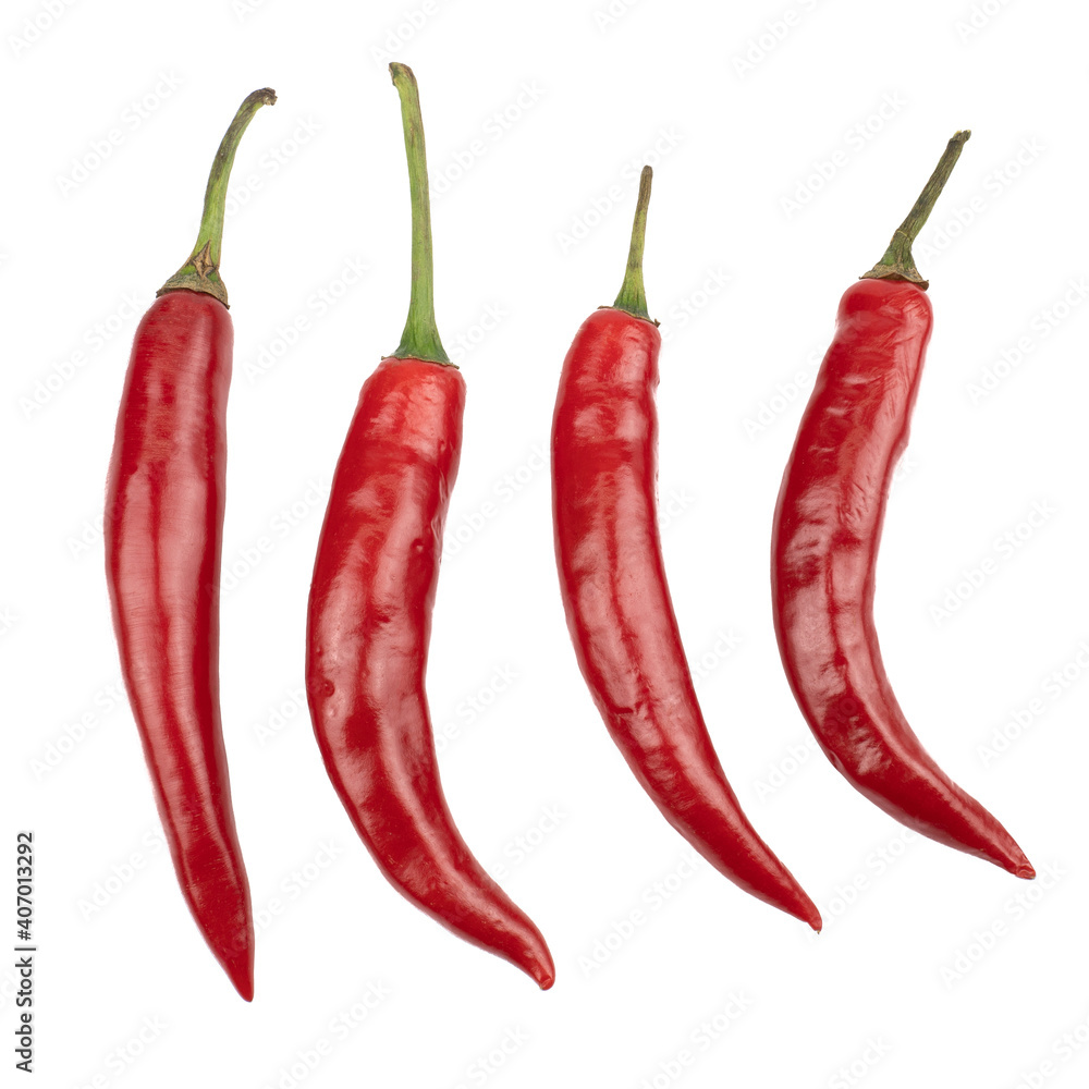 Fresh Red chili pepper with sliced isolated on white background, concept of vegetable ingredients in food