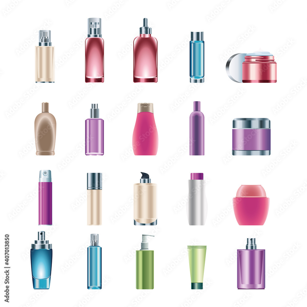 bundle of twenty skin care bottles products icons bundle of twenty skin care bottles products icons
