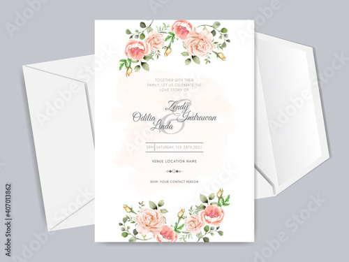 beautiful and elegant floral hand drawn wedding invitation card templates