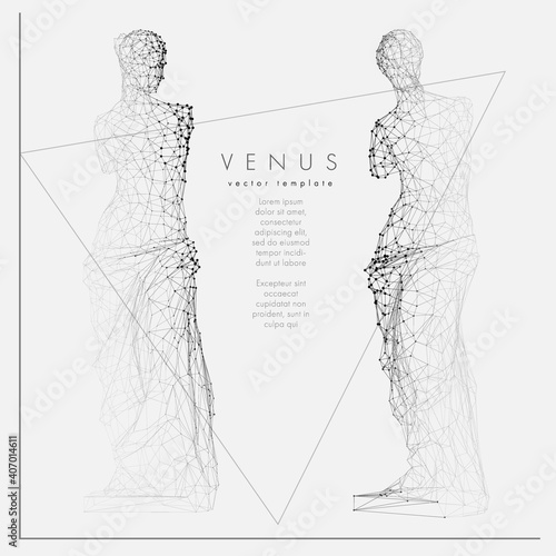 Wallpaper Mural classic sculpture Venus low poly wireframe