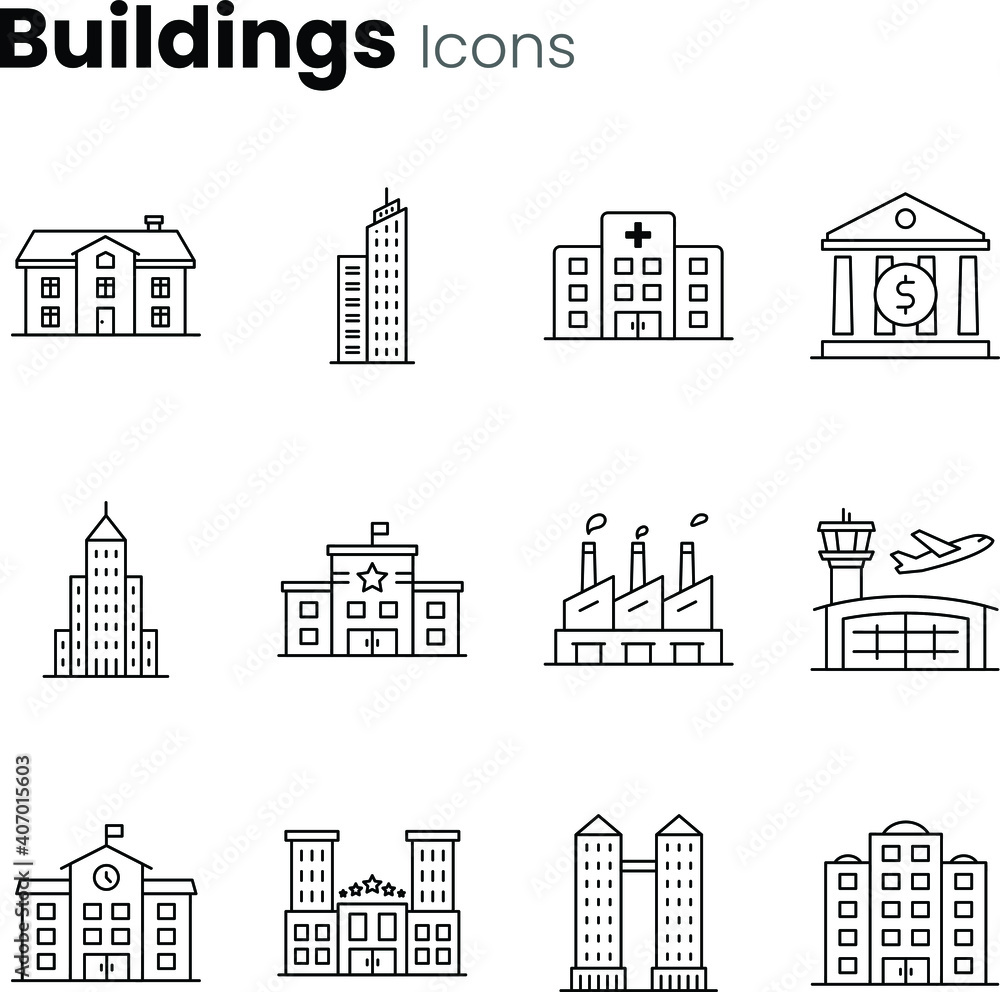 Building and architecture icon set