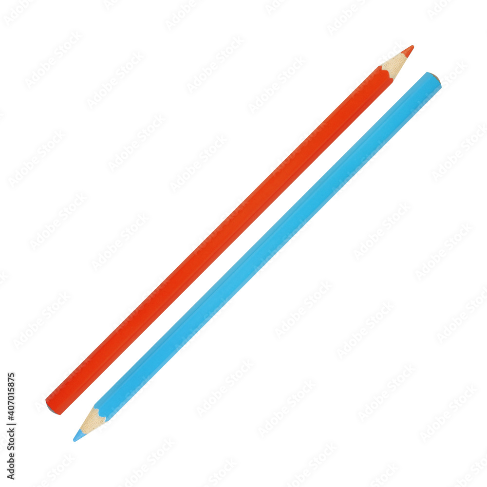 Stationery - New blue and red pencils. Isolated Stationery - New blue and red pencils. Isolated