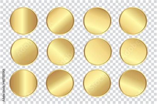 Transparent - Gold circle, Realistic metal button with circular processing. vector illustration eps 10.