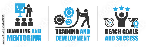 coaching and mentoring training and development vector illustration concept on white background