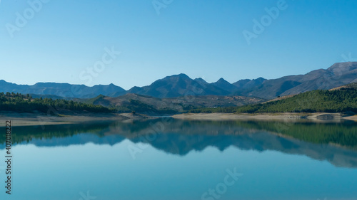 View on a beautiful mountain lake in Andalusia in Spain