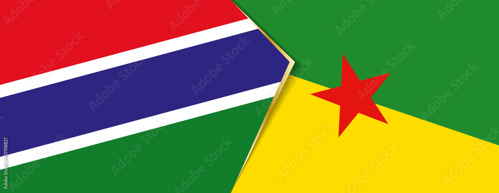 Gambia and French Guiana flags, two vector flags. Gambia and French Guiana flags, two vector flags.