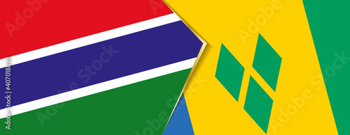 Gambia and Saint Vincent and the Grenadines flags, two vector flags.