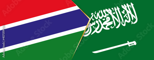 Gambia and Saudi Arabia flags, two vector flags.