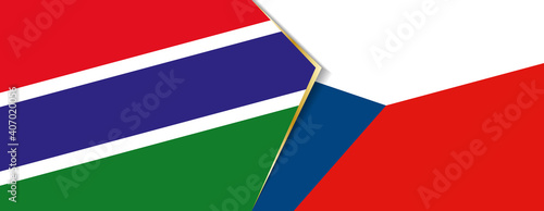 Gambia and  Czech Republic flags, two vector flags.