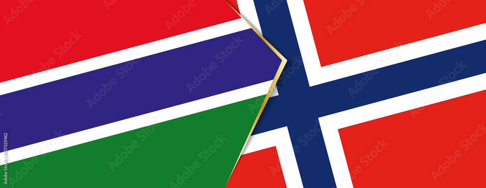 Gambia and  Norway flags, two vector flags.