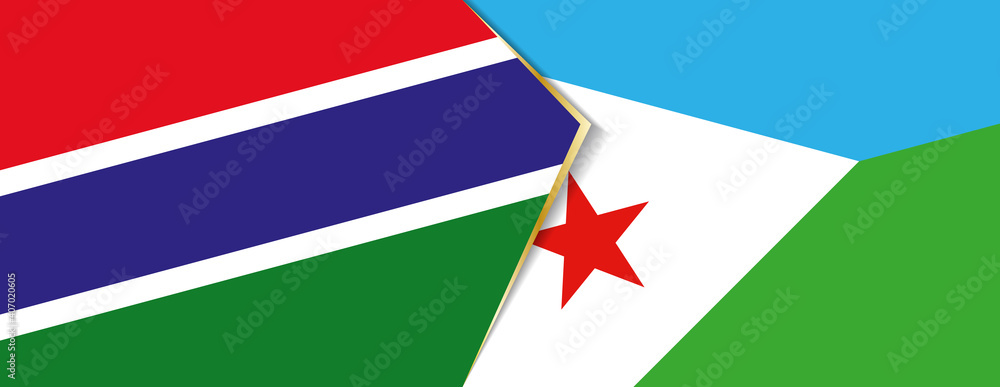 Gambia and  Djibouti flags, two vector flags.