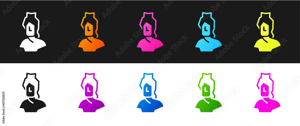 Set Ancient bust sculpture icon isolated on black and white background. Vector. Set Ancient bust sculpture icon isolated on black and white background. Vector.