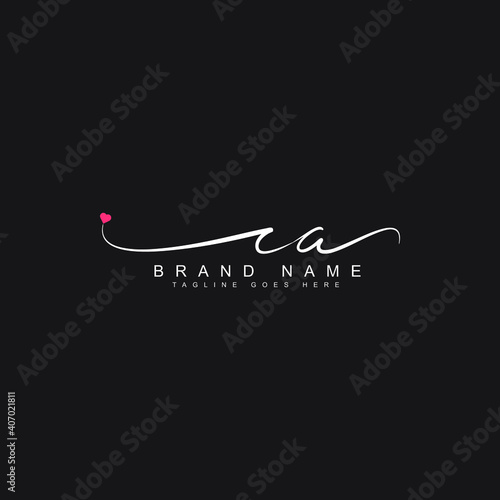 CA Initial Signature Logo - Handwritten Vector Logo for Letter C and A