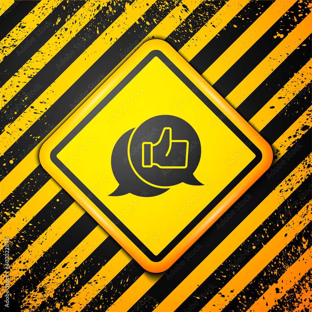 Black Consumer or customer product rating icon isolated on yellow background. Warning sign. Vector. Black Consumer or customer product rating icon isolated on yellow background. Warning sign. Vector.