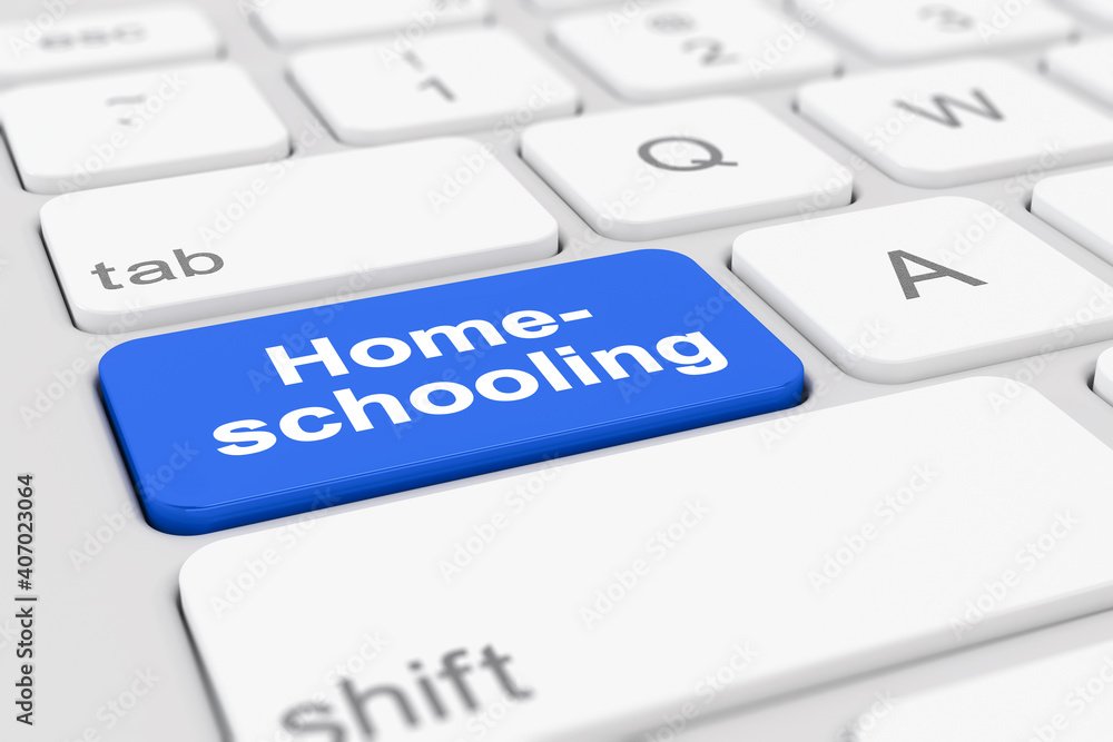 3d Illustation - Tastatur - Homeschooling - Schule - Hausunterricht - Unterricht - zu Hause 3d Illustation - Tastatur - Homeschooling - Schule - Hausunterricht - Unterricht - zu Hause