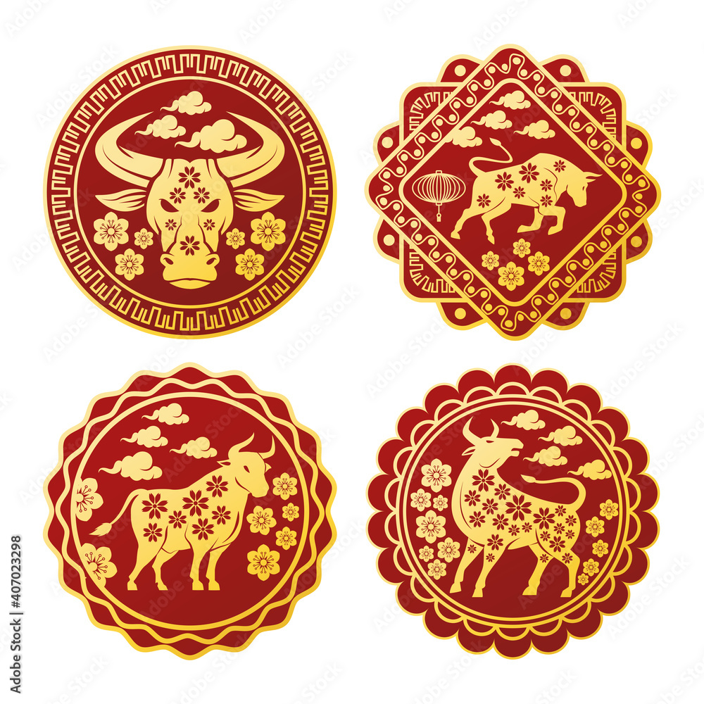 chinese new year 2021 set seals with golden oxen chinese new year 2021 set seals with golden oxen