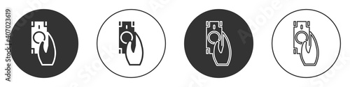 Black Fast payments icon isolated on white background. Fast money transfer payment. Financial services, fast loan, time is money, cash back concept. Circle button. Vector.