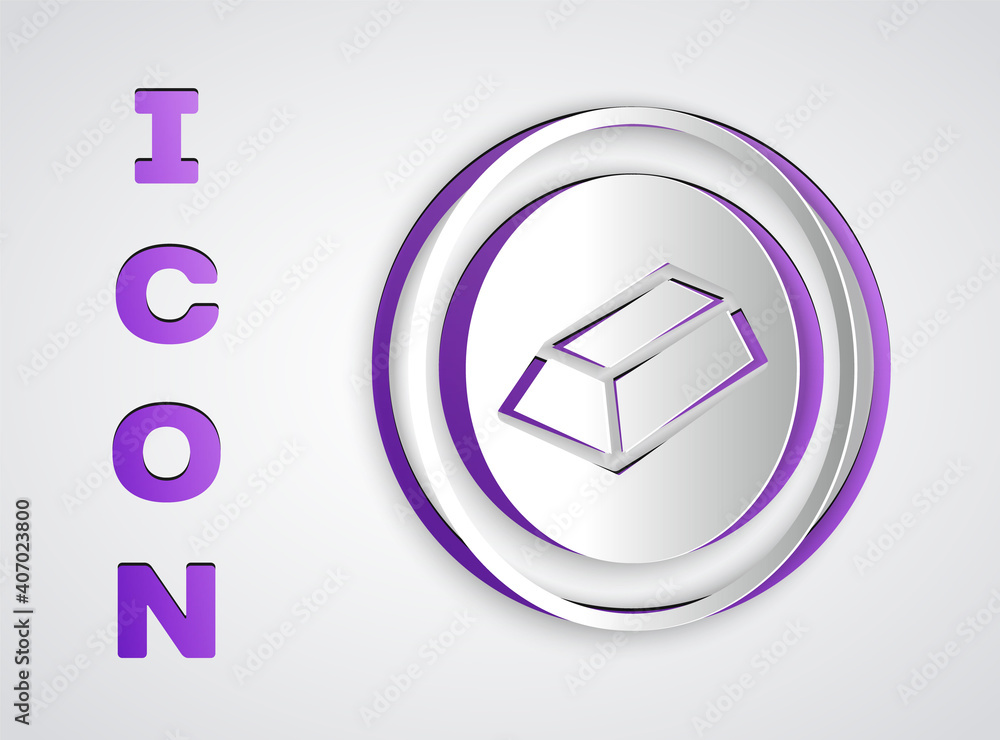 Paper cut Gold bars icon isolated on grey background. Banking business concept. Paper art style. Vector.