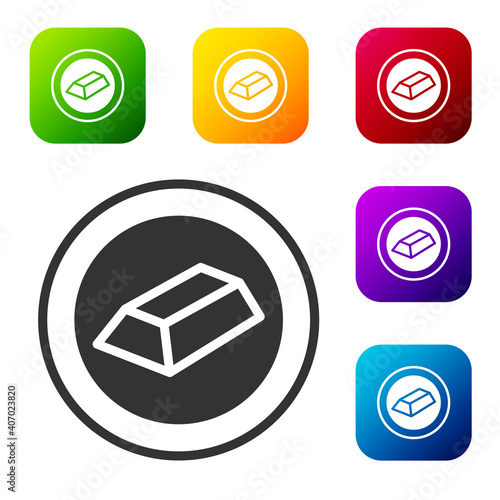 Black Gold bars icon isolated on white background. Banking business concept. Set icons in color square buttons. Vector.