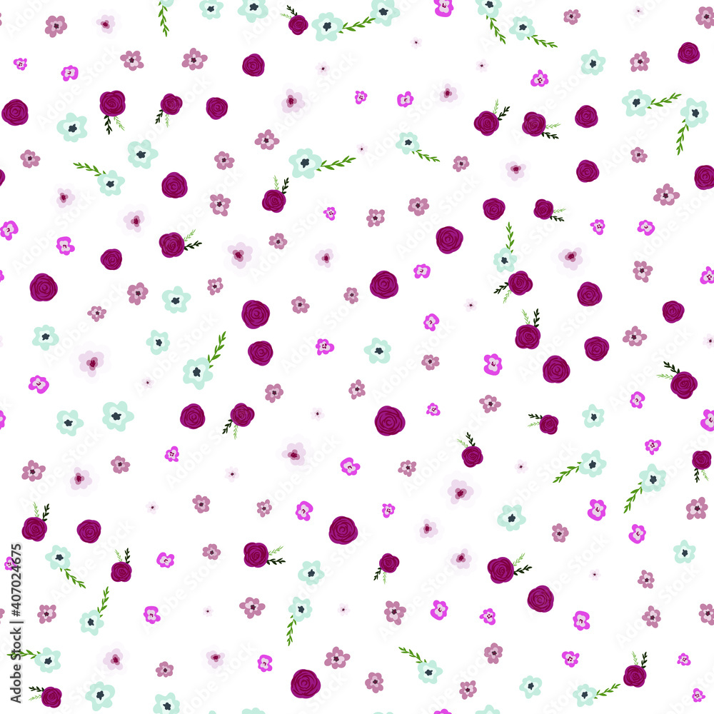 Seamless pattern with small flowers. Floral background for wallpapers, fabric deisgn or wrapping paper. Stock vector