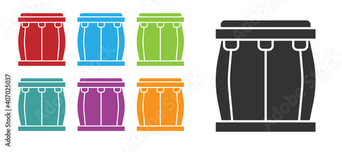 Black Drum icon isolated on white background. Music sign. Musical instrument symbol. Set icons colorful. Vector.
