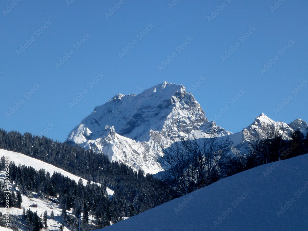 Winter hiking tour to Hoher Frassen mountain, Raggal, Austria Winter hiking tour to Hoher Frassen mountain, Raggal, Austria