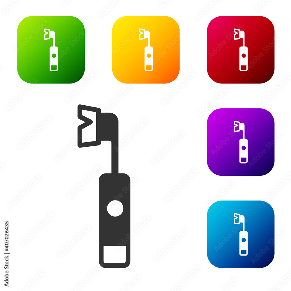 Black Electric toothbrush icon isolated on white background. Set icons in color square buttons. Vector. Black Electric toothbrush icon isolated on white background. Set icons in color square buttons. Vector.