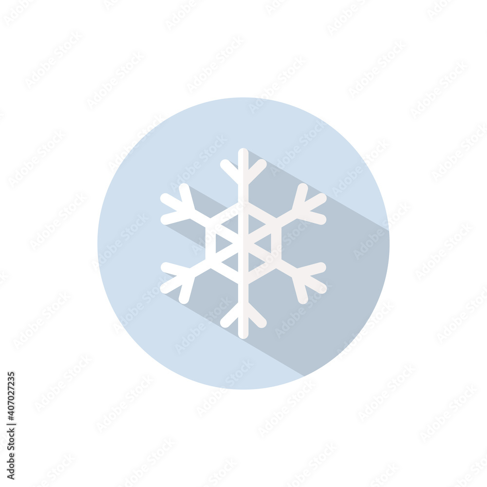 Snowflake. Flat icon on a circle. Weather vector illustration Snowflake. Flat icon on a circle. Weather vector illustration