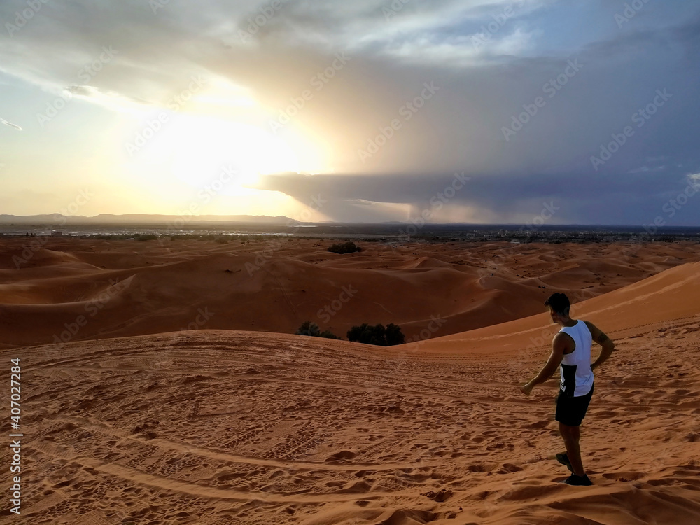 Man in sahara desert