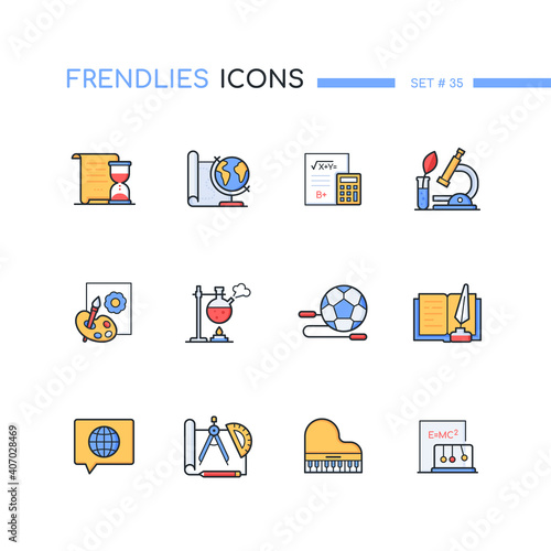 School subjects - modern line design style icons set