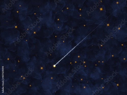 sky with stars and clouds. Digital illustration
