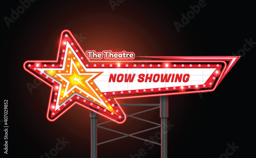 light sign billboard cinema theatre star shape