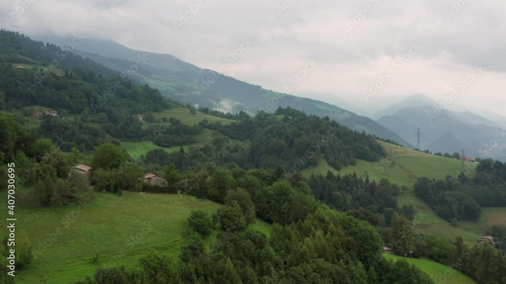 Aerial view of the Seriana valley andthe Alps mountain. Gorno town, Bergamo. Aerial view of the Seriana valley andthe Alps mountain. Gorno town, Bergamo.