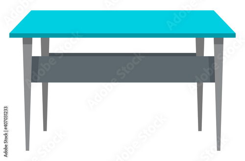 Medical table for accessories vector illustration. Special desk for patients in veterinary clinic or doctors office isolated on white background. Medical furniture element horizontal board for surgery