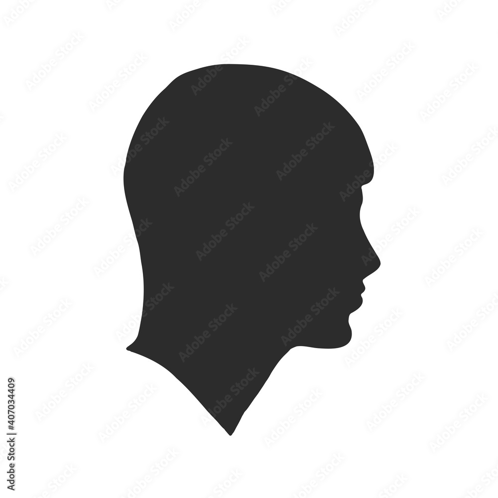 Outline side profile of a human male head. male profile vector sketch illustration